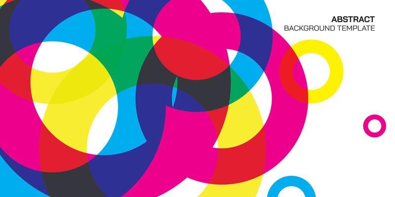 Transparency rings primary colors on white background. Abstract circle vivid colors blended.