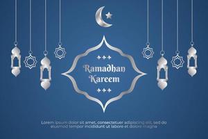 Silver Islamic Element With Simple Ramadan Background Design Illustration vector