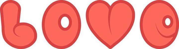 palabra amor rojo dibujos animados corazón vector cómic fuente