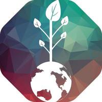Globe tree vector logo design template. Planet and eco symbol or icon.