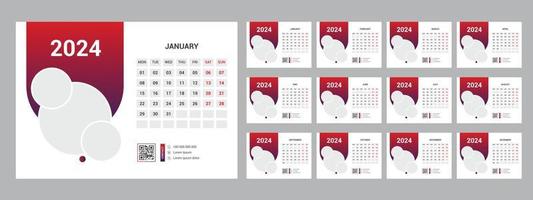 2024 calendario planificador conjunto para modelo corporativo diseño semana comienzo en domingo. vector