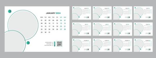 2024 calendar planner set for template corporate design week start on Sunday. vector