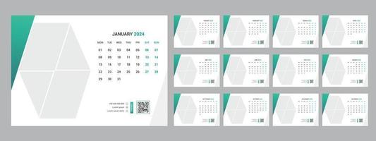 2024 calendar planner set for template corporate design week start on Sunday. vector