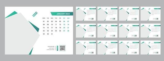 2024 calendar planner set for template corporate design week start on Sunday. vector