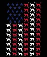 American flag cat funny 4th of July T-shirt design vector