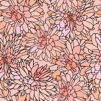 Pink blossoming japonica kerria. Vintage pattern with pink flowers. vector