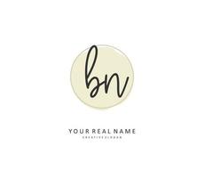 B N BN Initial letter handwriting and  signature logo. A concept handwriting initial logo with template element. vector