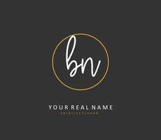 B N BN Initial letter handwriting and  signature logo. A concept handwriting initial logo with template element. vector