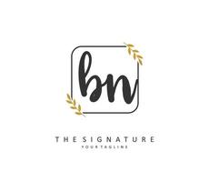 B N BN Initial letter handwriting and  signature logo. A concept handwriting initial logo with template element. vector