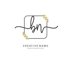 B N BN Initial letter handwriting and  signature logo. A concept handwriting initial logo with template element. vector