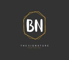 B N BN Initial letter handwriting and  signature logo. A concept handwriting initial logo with template element. vector