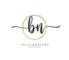 B N BN Initial letter handwriting and  signature logo. A concept handwriting initial logo with template element. vector