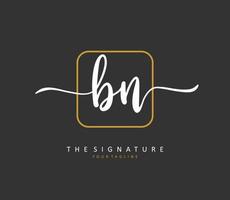 B N BN Initial letter handwriting and  signature logo. A concept handwriting initial logo with template element. vector