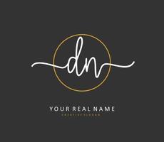 D N DN Initial letter handwriting and  signature logo. A concept handwriting initial logo with template element. vector