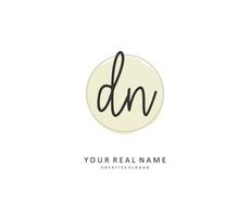 D N DN Initial letter handwriting and  signature logo. A concept handwriting initial logo with template element. vector