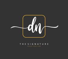 D N DN Initial letter handwriting and  signature logo. A concept handwriting initial logo with template element. vector