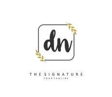 D N DN Initial letter handwriting and  signature logo. A concept handwriting initial logo with template element. vector