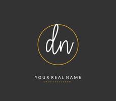 D N DN Initial letter handwriting and  signature logo. A concept handwriting initial logo with template element. vector