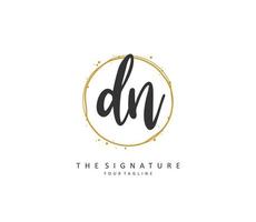 D N DN Initial letter handwriting and  signature logo. A concept handwriting initial logo with template element. vector