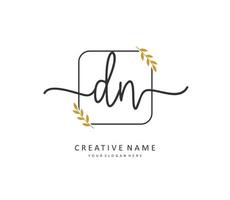 D N DN Initial letter handwriting and  signature logo. A concept handwriting initial logo with template element. vector