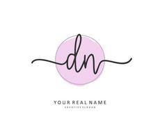 D N DN Initial letter handwriting and  signature logo. A concept handwriting initial logo with template element. vector