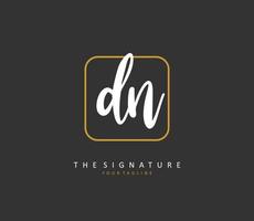D N DN Initial letter handwriting and  signature logo. A concept handwriting initial logo with template element. vector