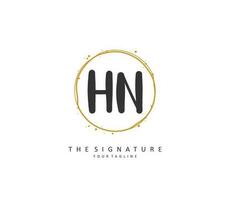 H N HN Initial letter handwriting and  signature logo. A concept handwriting initial logo with template element. vector