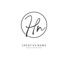 H N HN Initial letter handwriting and  signature logo. A concept handwriting initial logo with template element. vector