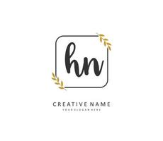 H N HN Initial letter handwriting and  signature logo. A concept handwriting initial logo with template element. vector