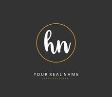 H N HN Initial letter handwriting and  signature logo. A concept handwriting initial logo with template element. vector