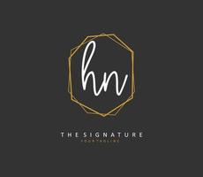 H N HN Initial letter handwriting and  signature logo. A concept handwriting initial logo with template element. vector