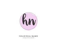 H N HN Initial letter handwriting and  signature logo. A concept handwriting initial logo with template element. vector