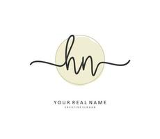 H N HN Initial letter handwriting and  signature logo. A concept handwriting initial logo with template element. vector