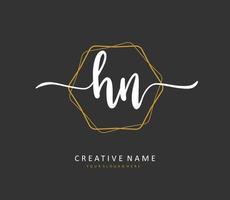 H N HN Initial letter handwriting and  signature logo. A concept handwriting initial logo with template element. vector