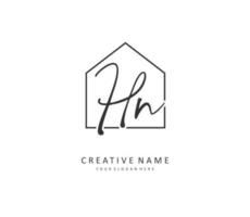 H N HN Initial letter handwriting and  signature logo. A concept handwriting initial logo with template element. vector