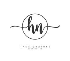 H N HN Initial letter handwriting and  signature logo. A concept handwriting initial logo with template element. vector