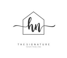 H N HN Initial letter handwriting and  signature logo. A concept handwriting initial logo with template element. vector