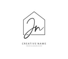 J N JN Initial letter handwriting and  signature logo. A concept handwriting initial logo with template element. vector