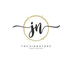 J N JN Initial letter handwriting and  signature logo. A concept handwriting initial logo with template element. vector