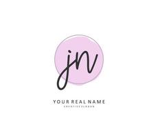 J N JN Initial letter handwriting and  signature logo. A concept handwriting initial logo with template element. vector