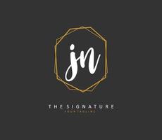 J N JN Initial letter handwriting and  signature logo. A concept handwriting initial logo with template element. vector