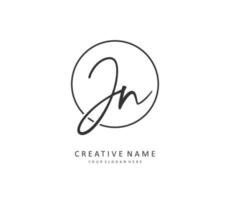 J N JN Initial letter handwriting and  signature logo. A concept handwriting initial logo with template element. vector