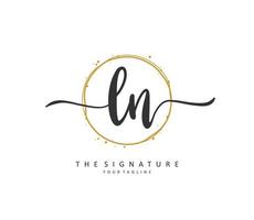 L N LN Initial letter handwriting and  signature logo. A concept handwriting initial logo with template element. vector