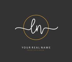 L N LN Initial letter handwriting and  signature logo. A concept handwriting initial logo with template element. vector