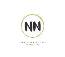 N NN Initial letter handwriting and  signature logo. A concept handwriting initial logo with template element. vector