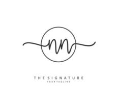 N NN Initial letter handwriting and  signature logo. A concept handwriting initial logo with template element. vector