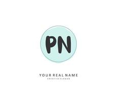 P N PN Initial letter handwriting and  signature logo. A concept handwriting initial logo with template element. vector