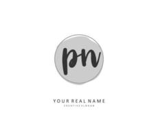 P N PN Initial letter handwriting and  signature logo. A concept handwriting initial logo with template element. vector