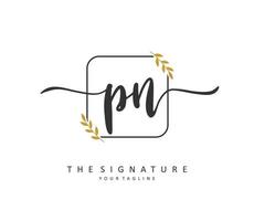 P N PN Initial letter handwriting and  signature logo. A concept handwriting initial logo with template element. vector