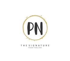P N PN Initial letter handwriting and  signature logo. A concept handwriting initial logo with template element. vector